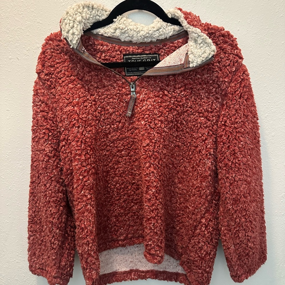 True Grit Kids Sherpa Jacket in Rust Red
